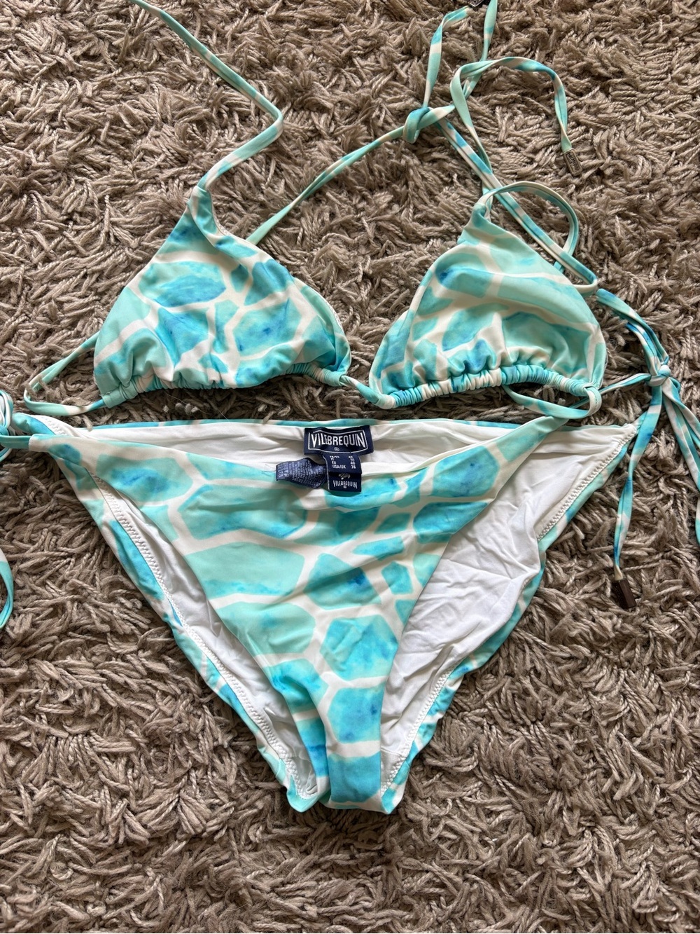 Vilebrequin Aqua-Green Abstract Triangle Bikini